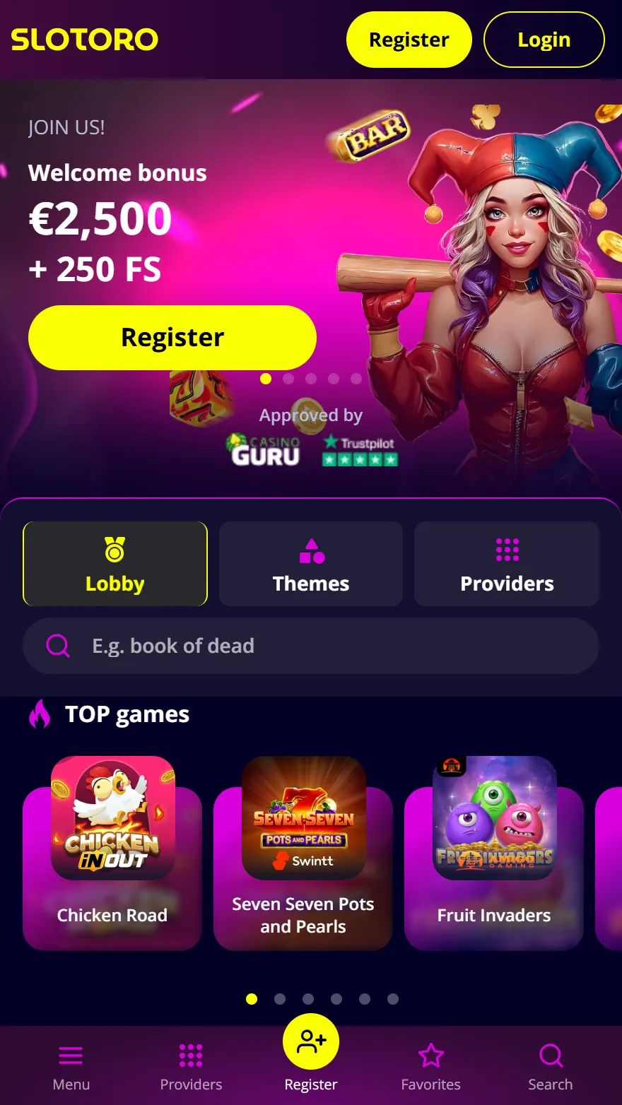 Slotoro Casino Affiliate-Landing-Vorschau